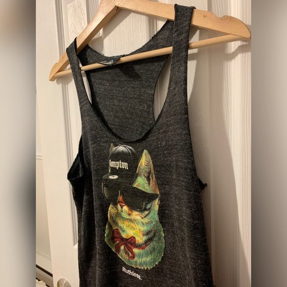 Upper Playground Black Cat Printed Tank Top - Picture 2 of 7